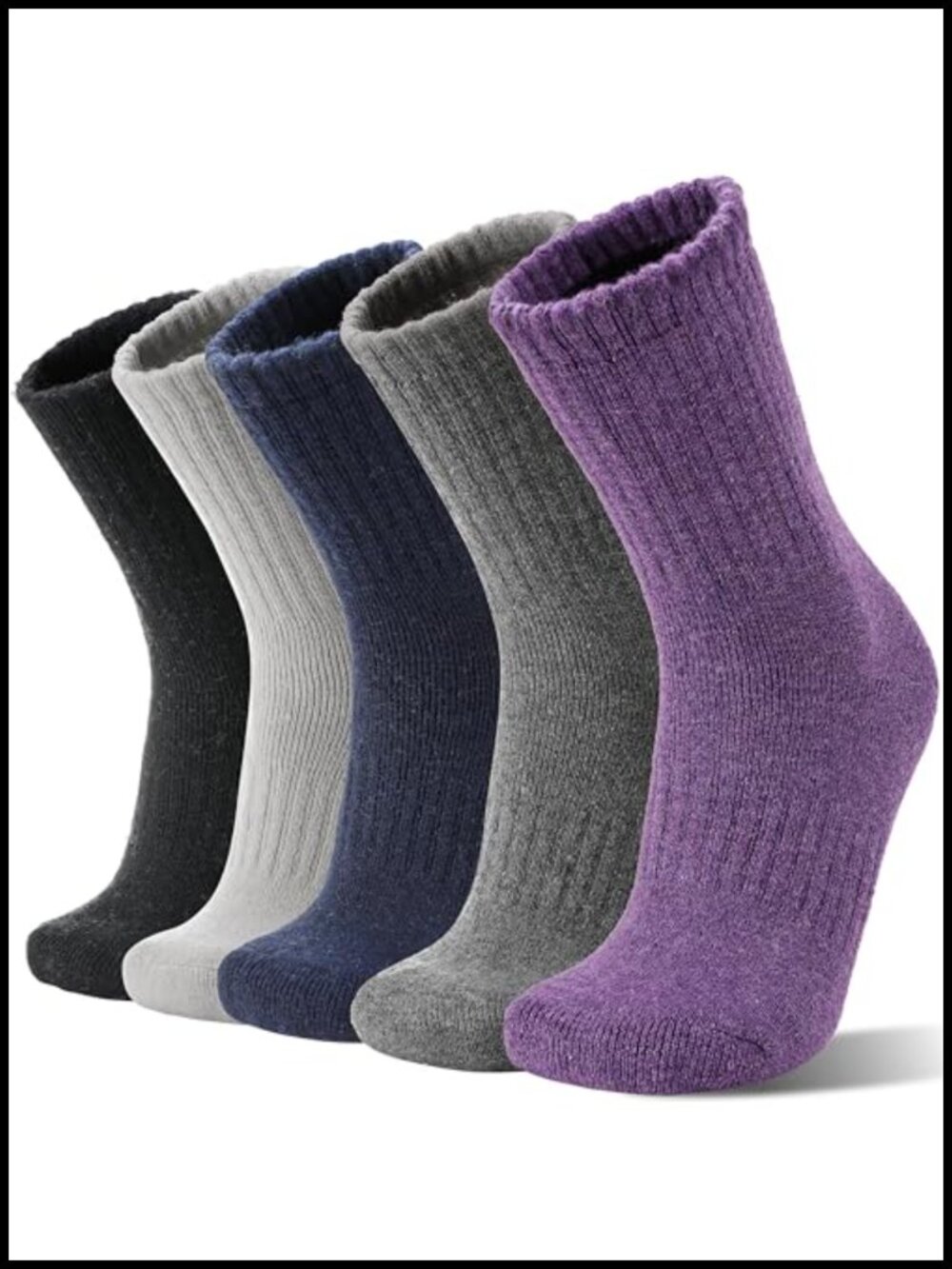 Merino Wool Hiking Boot Socks 5 Pack Women Warm Cozy Crew Thermal